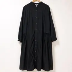 ビアズリー BEARDSLEY ドットギャザーボリューム袖ワンピース ブラック