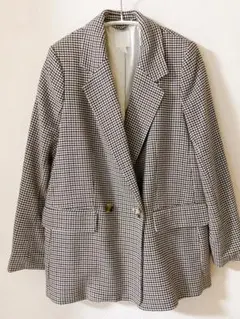 H&M 千鳥格子柄 ダブルボタン テーラードジャケット EUR34