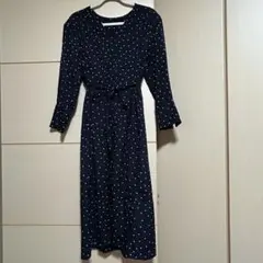 【グリーンレーベルリラクシング】ランダムドット ロングワンピース