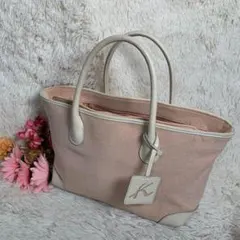 キタムラ　Kitamura ハンドバッグ　キャンバス　レザー　ピンク　小さめ