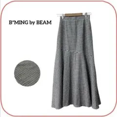 ビーミングバイビームス フレアスカート ロング チェック 白黒 春夏レディース