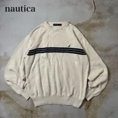 【古着】NAUTICA ノーティカ ボーダーライン コットンニット L