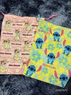 ディズニー 巾着袋 2枚セット ミスバニー スティッチ