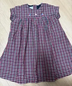 新品 familiar ファミリア 赤系チェック チュニック 110 綿100