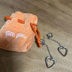 Folli Follie ハート型ピアス オレンジポーチ付き