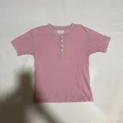 90s old uniqlo ヘンリーネック サーマル 半袖Tシャツ S ピンク