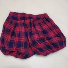 赤と青のチェック柄バルーンパンツ