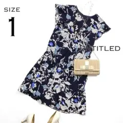 UNTITLEDアンタイトル日本製ジョーゼットフラワープリントミニワンピースＳ紺