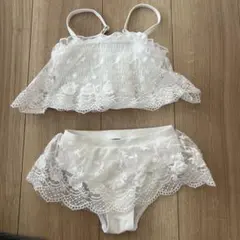 ホワイトレースセパレート水着セット　100cm