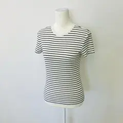 【a0647】UNIQLO 美品 半袖ニット ボーダー M 春 着回し