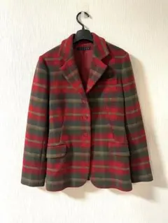 theory セオリー チェック柄　テーラドジャケット　赤　緑　サイズ2