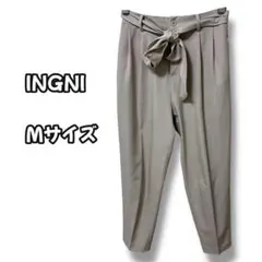 N0754　テーパードパンツ　ウエストリボン付き　ベージュ　Mのサムネイル