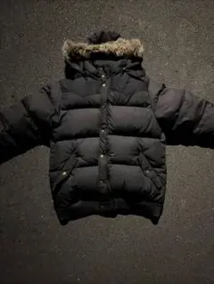 黒 短丈ダウンジャケット ファー付き