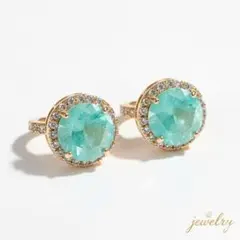 ピアス ジルコニア ゴールド 豪華 大ぶり ラウンド ホワイトブルー