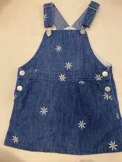 petit main 刺繍デニムジャンバースカート S