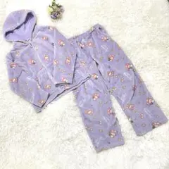 サンリオ マイメロディ【L】ルームウェア 上下セット 裏起毛 パープル