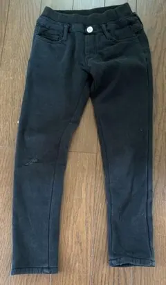※訳あり※膝擦れあり！裏起毛パンツ　黒　140cm ウエストゴム