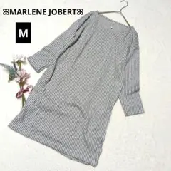 336♡マルレーヌジョベル チュニックワンピース【M】ライトグレー ストライプ