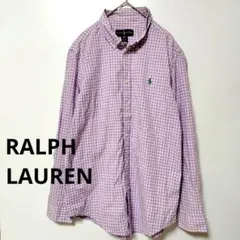 Ralph Lauren ラルフローレン ギンガムチェックシャツ 紫×白 XL