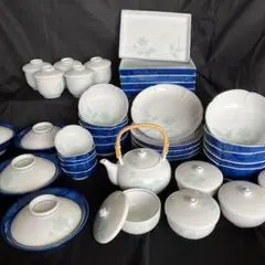 【未使用品】深川製磁ロゴ入り ○百年庵 青磁蓋物+その他食器類　合計６種類 未使用品】深川製磁ロゴ入り ○百年庵 青磁蓋物+その他食器類 合計6