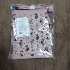 新品未使用　猫柄　スマホショルダーバック　ピンク