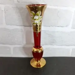 未使用・本物】イタリア製 ヴェネチアンガラス ムラーノ 金彩 花瓶 箱