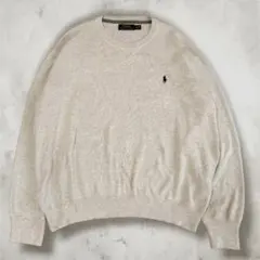 美品【ポロラルフローレン】前V スウェット コットンニット ポニー刺繍 XL