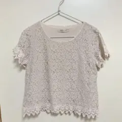 ブラウス　Tシャツ　レース トップス カットソー　アイボリー　白のサムネイル