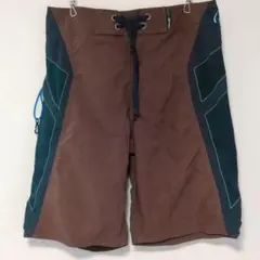 Volcom 보드쇼츠 어보브 니 스위치 28 브라운 그린 블랙 나일론 서핑 오션