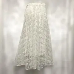 【未使用】ITS'DEMO レース ロングフレアスカート ホワイト 白のサムネイル