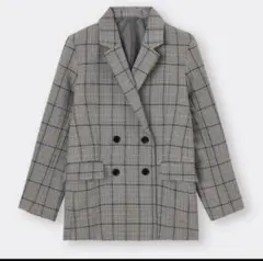 【新品未使用】GU ジーユー ダブルブレスト テーラードジャケット チェック L