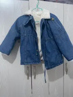 デニムフリースジャケット フード付き