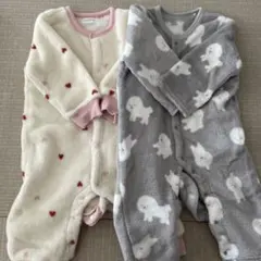 ふわふわもこもこ冬用　ロンパース・カバーオール 2点セット　70〜80cm