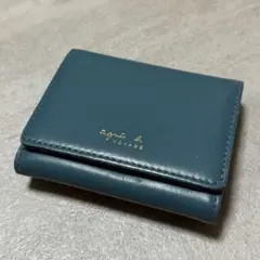 【美品】アニエスべー 三つ折り財布 ターコイズブルー