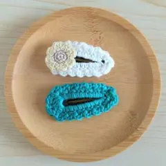 ハンドメイド　パッチンピン2個set　かぎ針編み