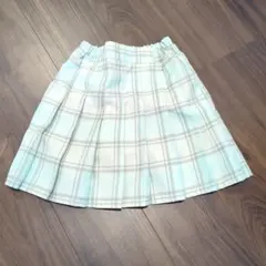 水色とベージュのチェック柄 キュロット