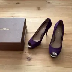 COACH パープル オープントゥ ハイヒール
