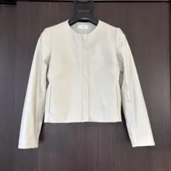index ノーカラー フェイクレザー ジャケット M