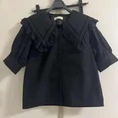 【美品】 AnMILLE アンミール トップス ビッグカラーフリルブラウスのサムネイル