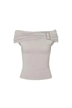 PAINORPLEASURE MERRY BUCKLE TOP beige