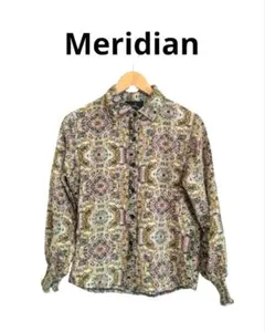 Meridian 総柄 長袖シャツ　古着　柄シャツ　ホツレありのサムネイル