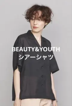 BEAUTY&YOUTH ブラックオープンカラーシャツ