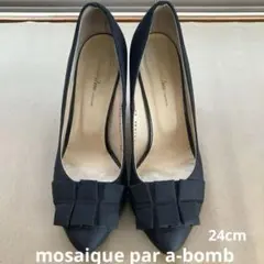 mosaique par a-bombリボン付き黒ハイヒールパンプスのサムネイル