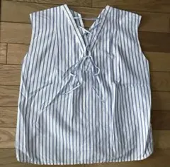 ナノユニバース ブラウス ストライプ バックリボン シャツ