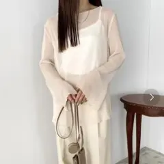 callautia シアーボートネックフレアスリーブトップス アイボリー Sのサムネイル