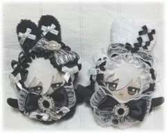 ぬい服　10〜11cm うさ耳　２着セット　白　黒