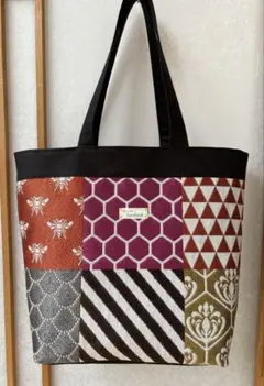 エチノのジャガード生地を使用した　肩がけ出来る大きめトートバッグ(o^^o)