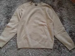 ユニクロ プレミアムラムクルーネックセーター ベージュ L