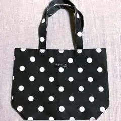 アニエスベー 水玉 ドット ナイロントートバッグ 黒白 モノトーン