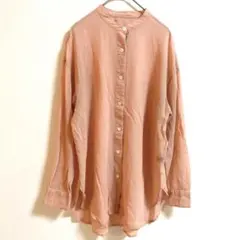 N.O.R.C バンドカラー シアーシャツ ブラウス　ピンク ゆる感　上品　清楚のサムネイル